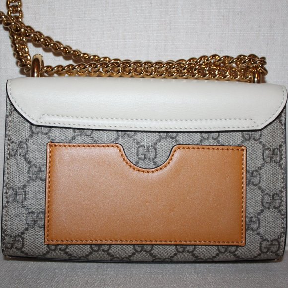 Gucci Padlock Mini GG Supreme Leather/Canvas Bag Ivory and Beige - Picture 10 of 15